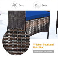 Tangkula 4-PCS or 8-PCS Patio Rattan Conversation Set, Outdoor Wicker Furniture Set with Tempered Glass Coffee Table &Thick Cushion