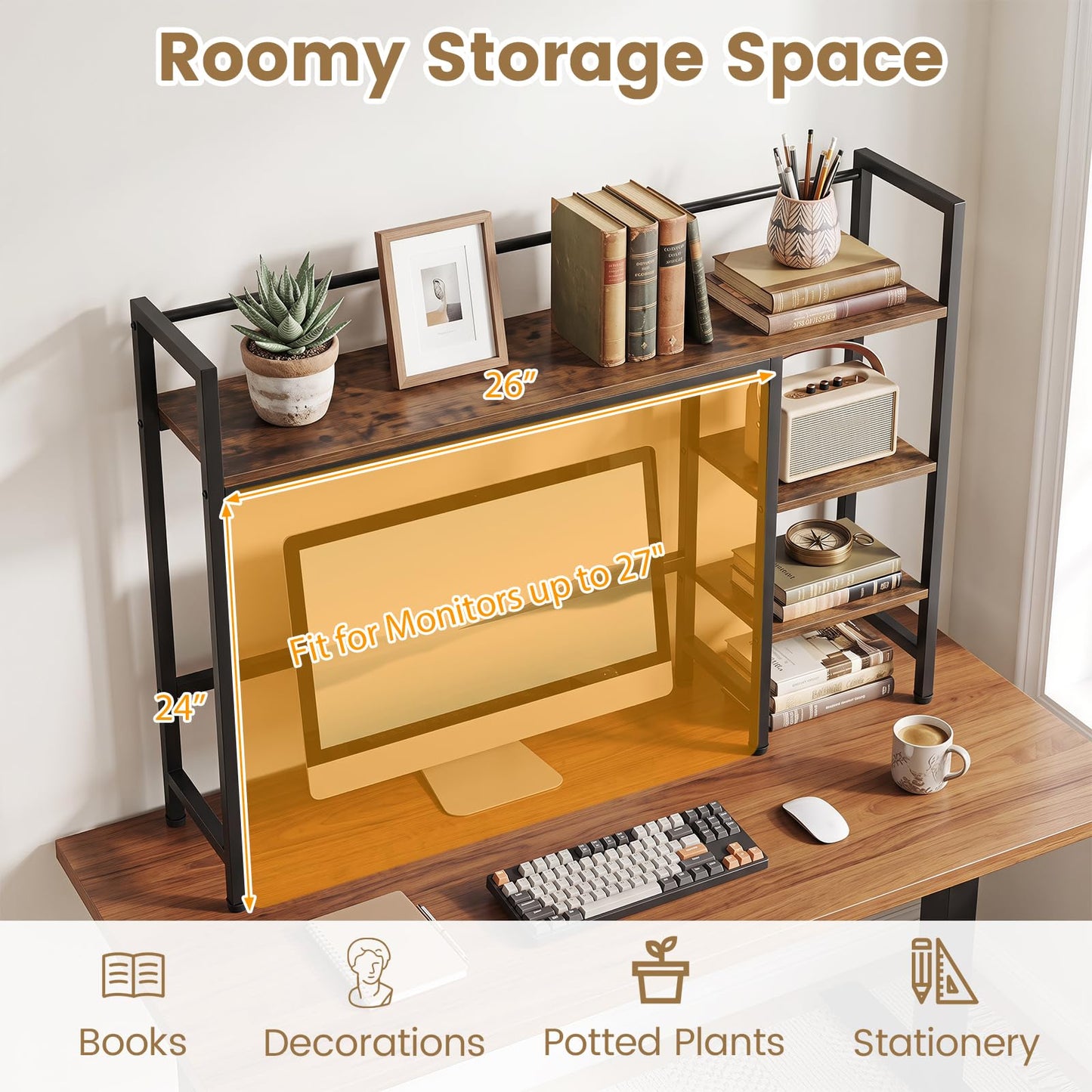 Tangkula 4-Tier Desktop Bookshelf for Home Office