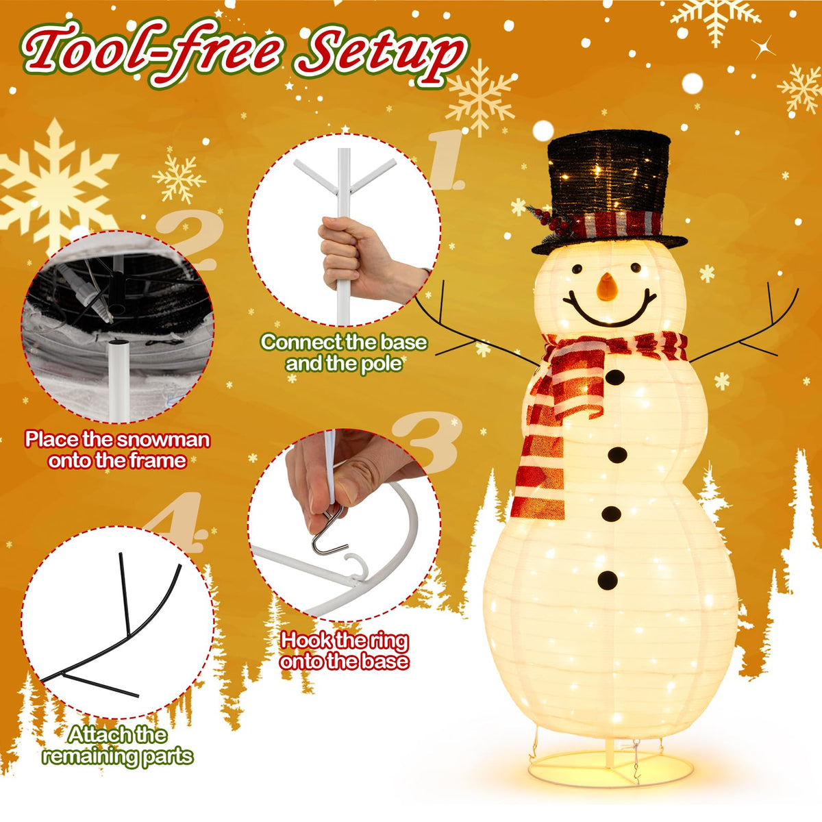 Tangkula 4.2 FT Outdoor Lighted Christmas Snowman