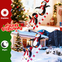 Décoration de Noël Tangkula Scène de toboggan Pingouin illuminé 1,20 m