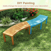 Tangkula Outdoor Acacia Wood Curved Garden Bench（1/2/4/7）