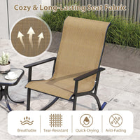 Tangkula 3 Piece Patio Rocker Set w/High Backrest & Wood-Plastic Tabletop