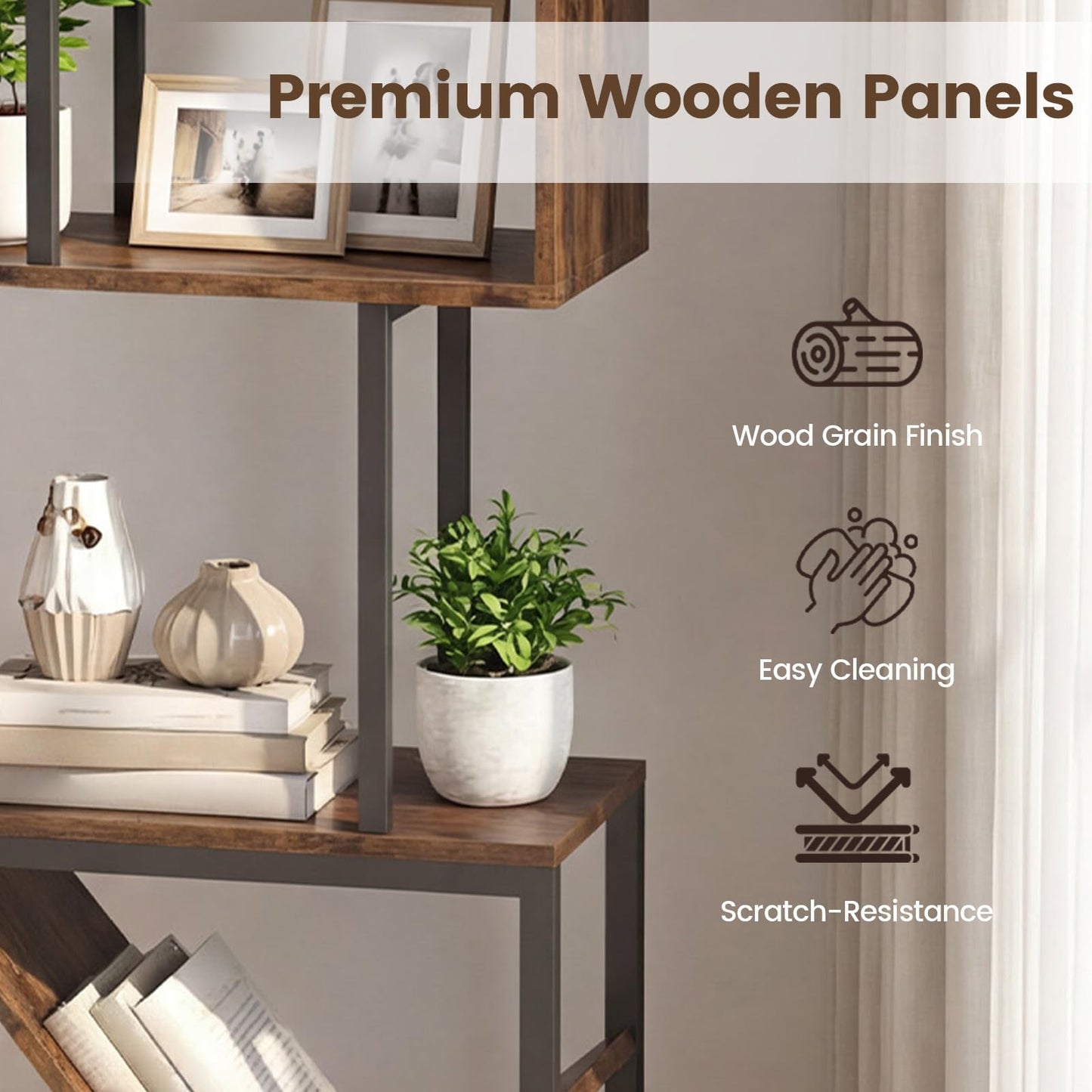 Tangkula 6-Tier Bookshelf for Living Room Home Office