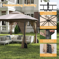 Tangkula 10x10 FT Outdoor Gazebo with Netting for Yard Garden Lawn