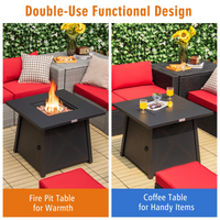 Tangkula 30 Inch Propane Gas Fire Table, Patiojoy 50,000 BTU Outdoor Square Fire Pit Table with Stainless Steel Burner