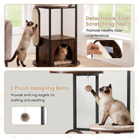 Tangkula Modern Cat Tree Tower with Top Perch (Rustic Brown)
