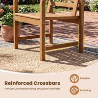 Tangkula Solid Teak Outdoor Dining Chair with Slanted Back & Slatted Seat