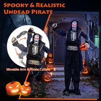 Tangkula 6 FT Animated Halloween Vampire Pirate Decoration with Pop-up Head