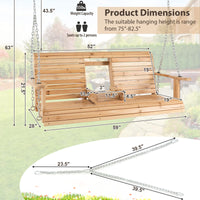 Tangkula 2 Person Hanging Porch Swing, Outdoor Bench Swing with Adjustable Chains
