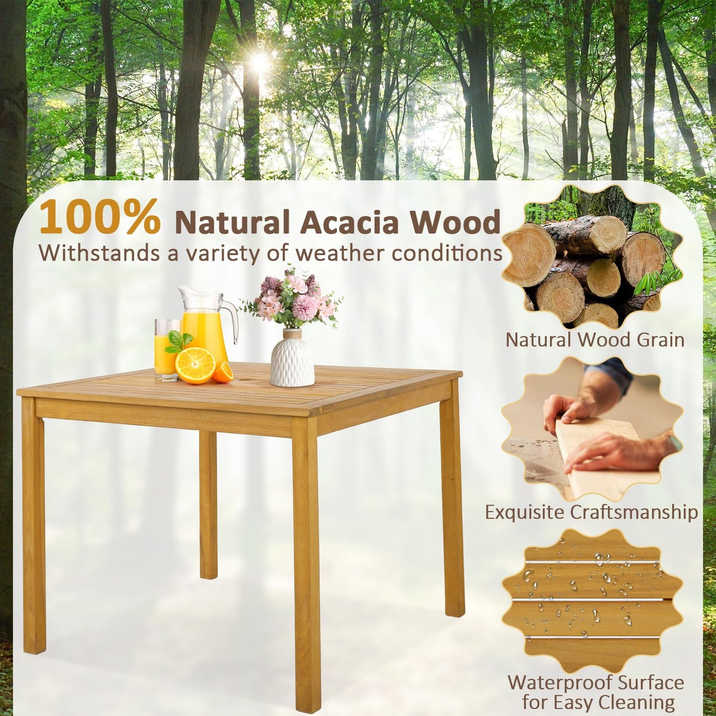 Square Outdoor Dining Table - Tangkula