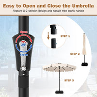Tangkula 9 FT 2-Tiers Outdoor Scalloped Table Umbrella with Base Included