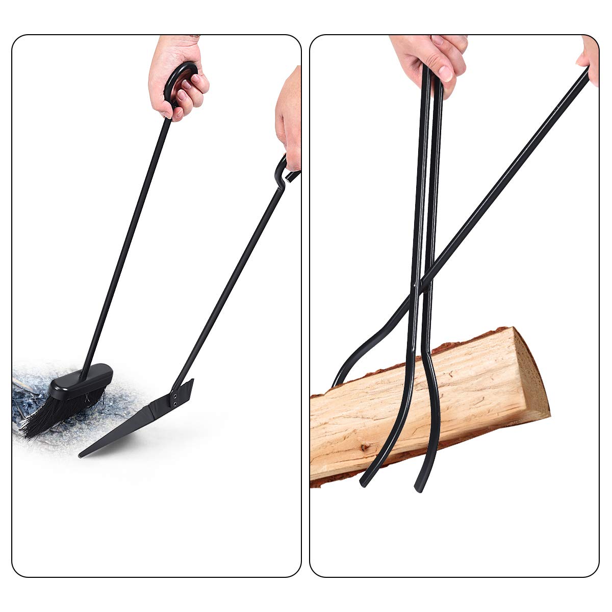 Range-bûches Tangkula avec 4 outils de cheminée, support de rangement pour bûches avec kit d'outils de cheminée (17,5" L x 12" l x 29,5" H)