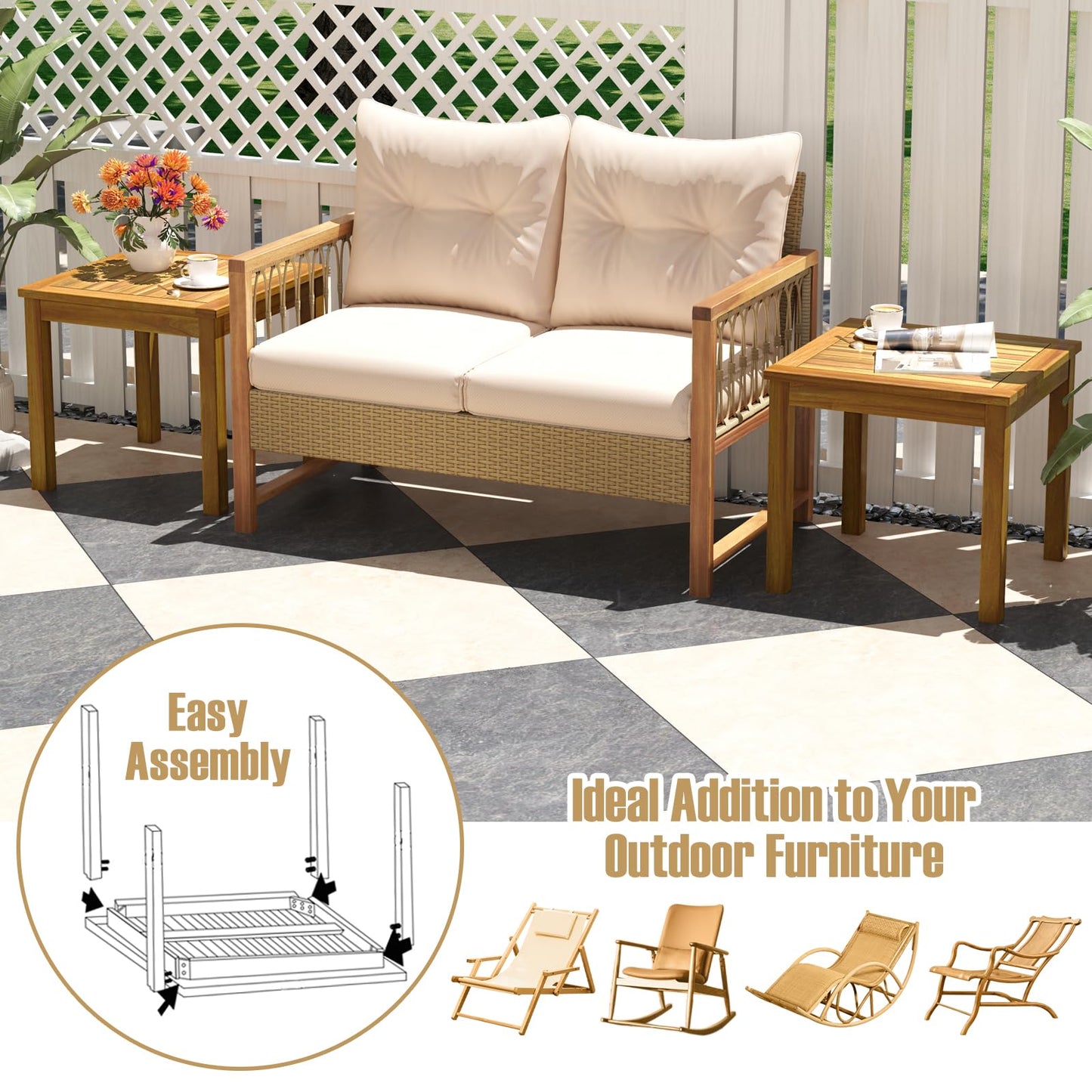 Table d'appoint d'extérieur Tangkula pour porche, terrasse, jardin, intérieur