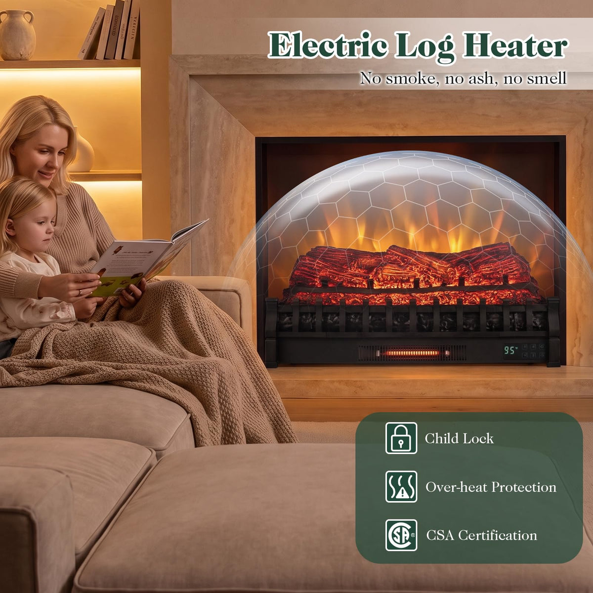 Tangkula 30" WiFi Fireplace Insert Pinewood Set