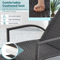 Tangkula Patio Chaise Lounge, Outdoor Rattan Lounge Chair with Retractable Ottoman