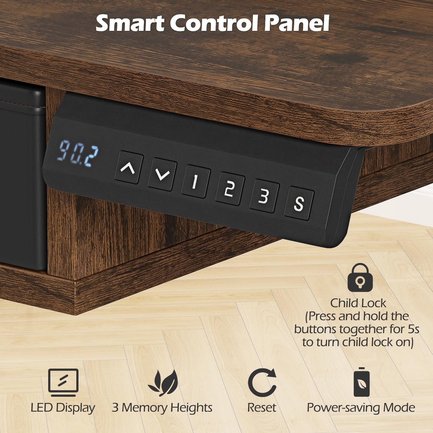 Tangkula 55-Inch Electric Standing Desk with 4 Storage Drawers & Monitor Stand