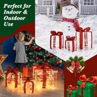 Tangkula Set of 3 Christmas Lighted Gift Boxes