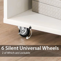 Tangkula Wood File Cabinet with Wheels, Mobile Storage Cabinet with 6 Compartments