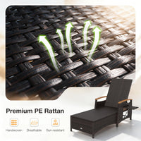 Tangkula Patio Chaise Lounge with 7-Level Adjustable Backrest