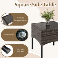 Tangkula 3 Pieces Patio Wicker Furniture Set, Outdoor Conversation Bistro Set