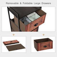 3 Drawer Dresser, Vertical Dresser Storage Tower with Fabric Drawers and Steel Frame