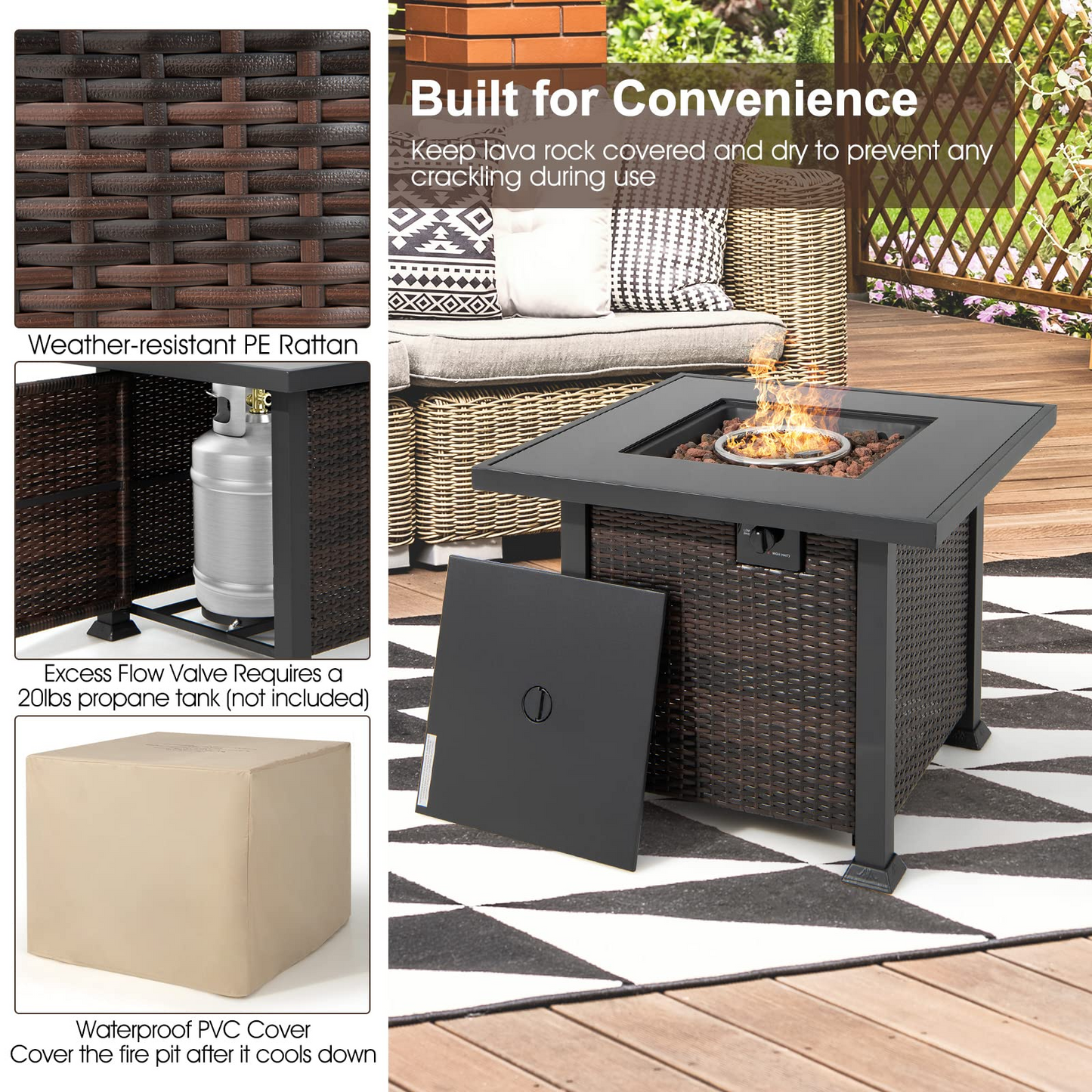 Tangkula 50,000 BTU Propane Fire Pit Table