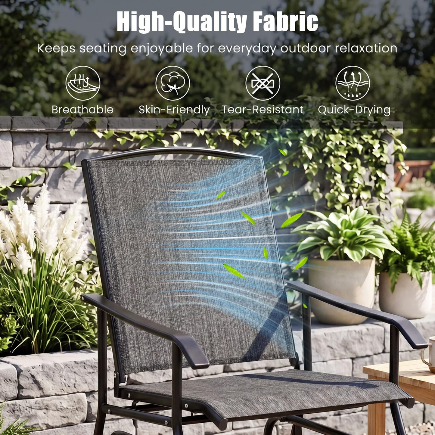 Tangkula Outdoor Glider Chair with Metal Frame & Armrests (1/2)
