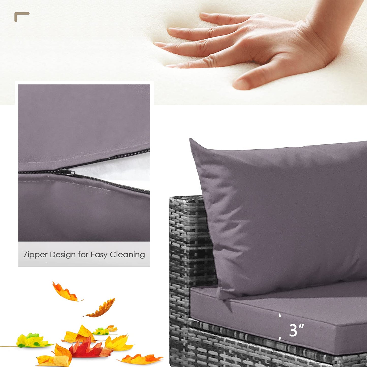 7-Piece Patio Furniture Set, Outdoor Sectional PE Rattan Sofa Set