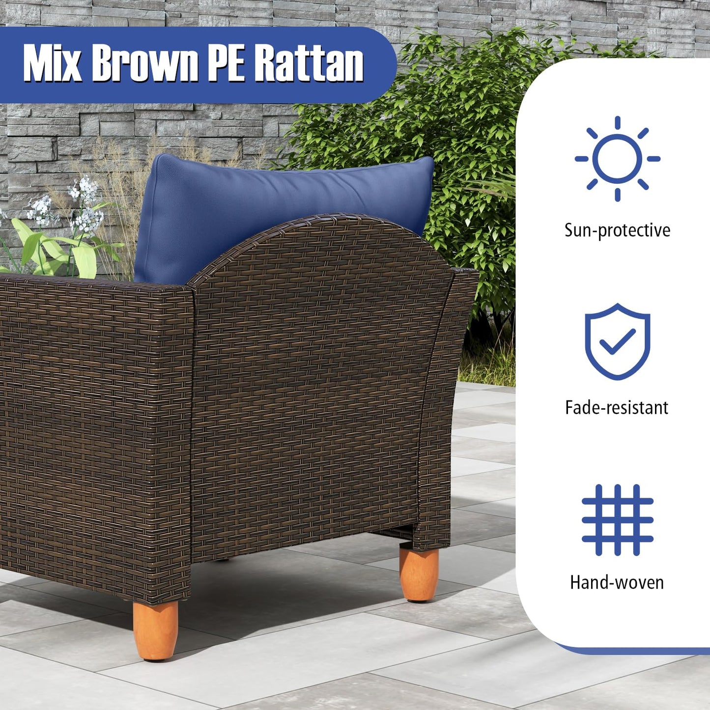 Tangkula  Patiojoy Outdoor PE Wicker Bistro Set