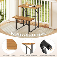 Tangkula Heavy-Duty Outdoor Acacia Wood Dining Bench Set