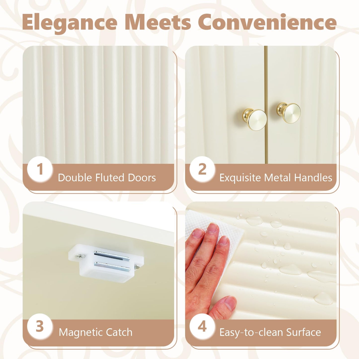 Tangkula Over The Toilet Storage Cabinet with Fluted Doors