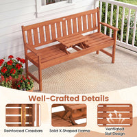 Tangkula 59" Wood Outdoor Bench with Pull