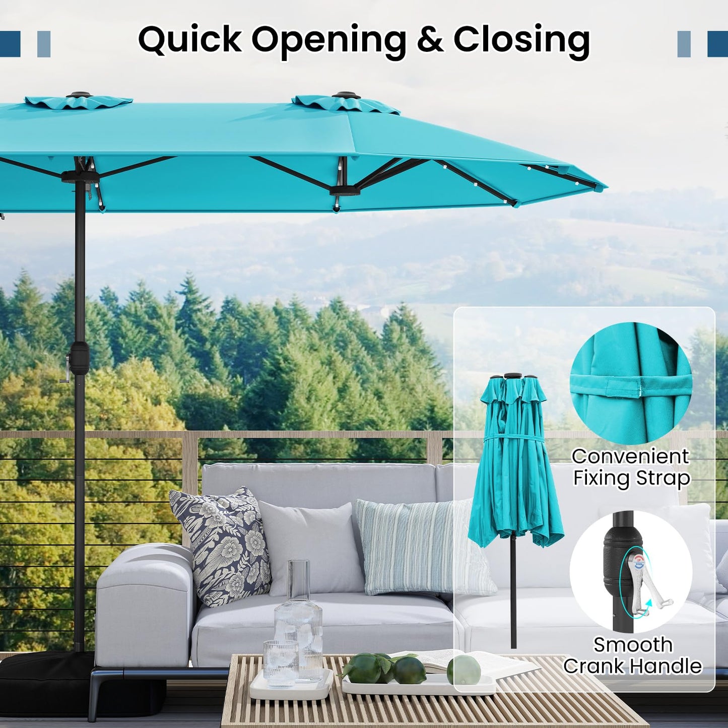 Tangkula 13FT Double-sided Patio Umbrella with Solar Lights