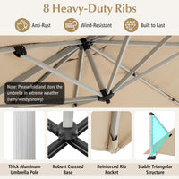 Tangkula 10 ft Square Patio Cantilever Umbrella