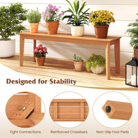 Tangkula 55" Teak Wood Bench 3-Person Backless Seating