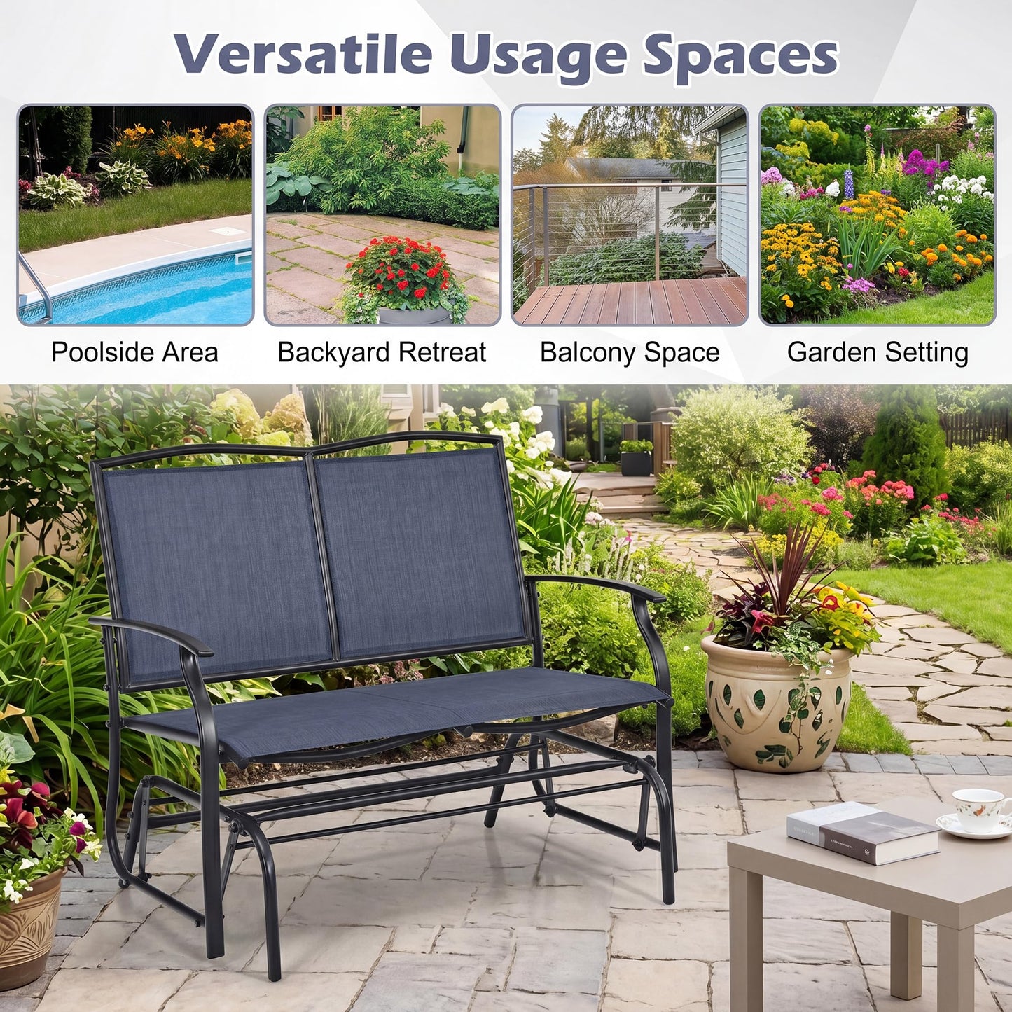 Tangkula 2-Person Patio Swing Glider Bench