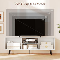 Tangkula White TV Stand for 55-Inch TV 47.5” TV Console Cabinet