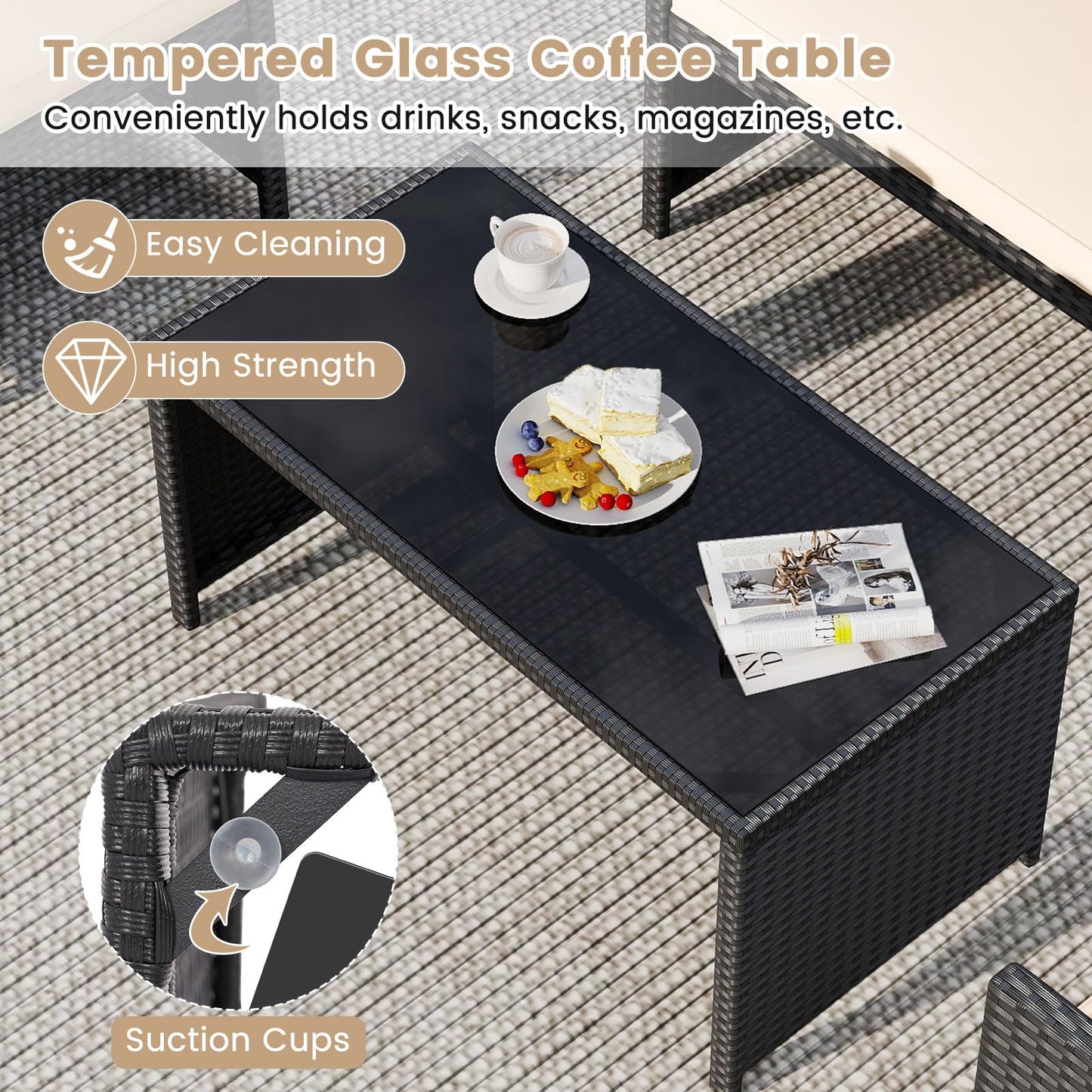 Tangkula Patio Wicker Furniture Set for Backyard