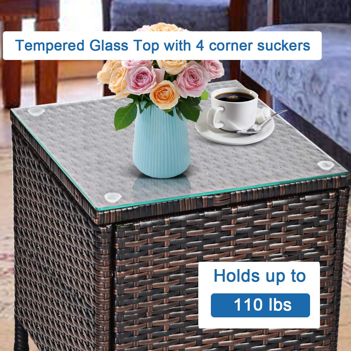 Outdoor Wicker Rattan Conversation Set - Tangkula