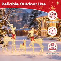 Tangkula 3-Piece Christmas Lighted Reindeer Family Set