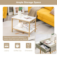 Tangkula Nesting Coffee Table Set of 2, Rectangular, Living Room Accent Cocktail Tables