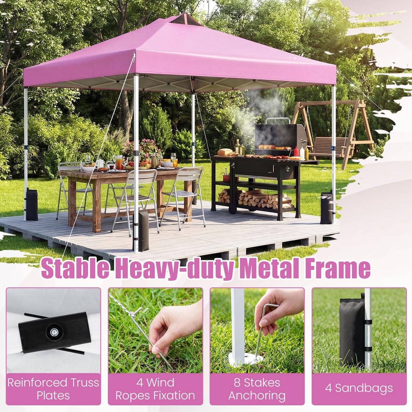 Tangkula 10 x10 Ft Pop Up Canopy with Center Lock
