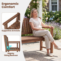 Tangkula 3-Seater Outdoor Wooden Bench | 59" Large Garden Bench with Backrest & Armrests