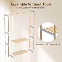 Tangkula Solid Wood Clothes Rack Freestanding Clothing Racks