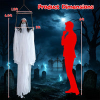 Tangkula 6.4 FT Halloween Animated Hanging Swinging Girl Creepy Doll