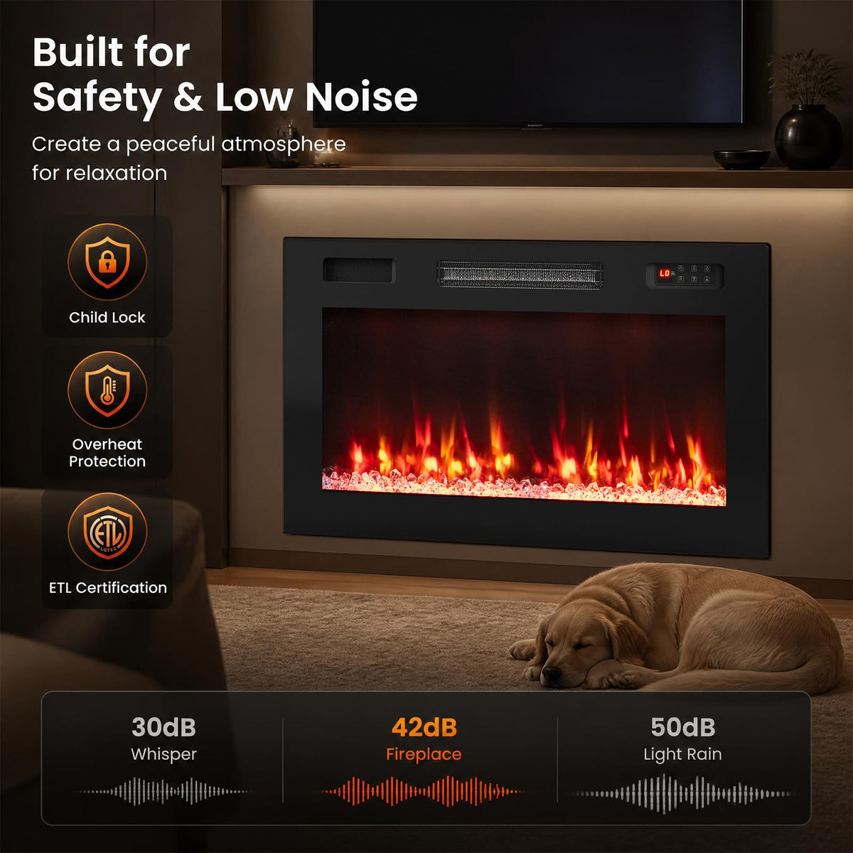 Tangkula 30"/36"/40"/50"/60"/72" Smart Electric Fireplace