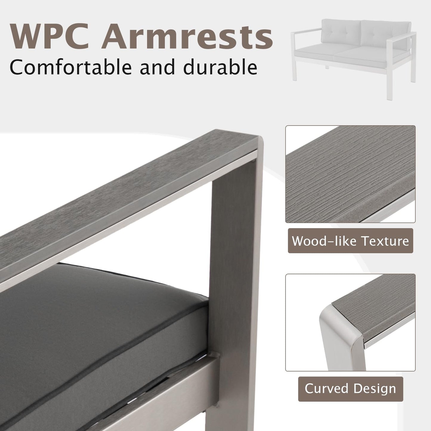 Tangkula 4 Piece Patio Aluminum Sofa Set, Contemporary Sofas & Coffee Table