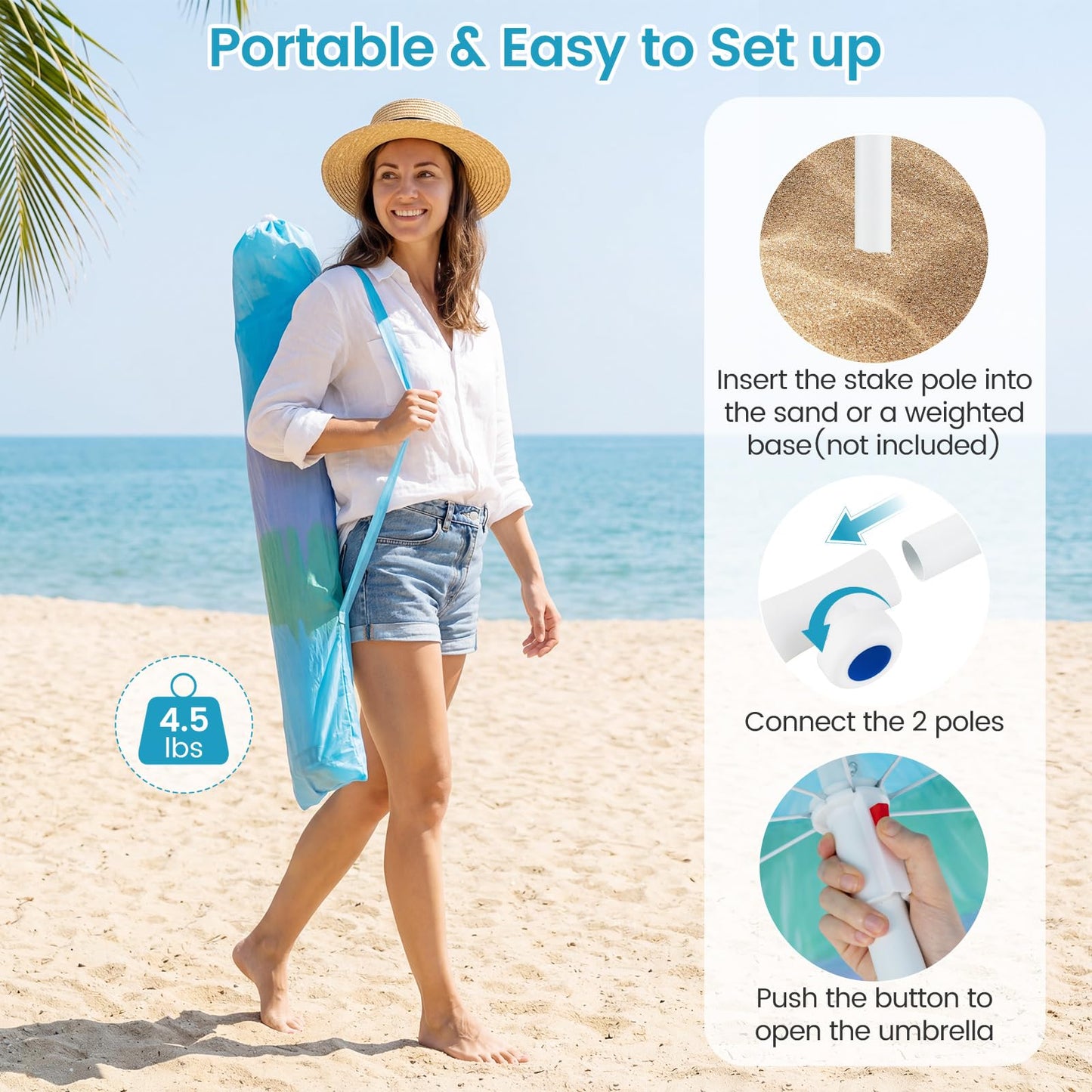 Tangkula 6FT Tiki Patio Umbrella with Carrying Bag