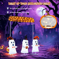 Tangkula Halloween Lighted 3 Pop up Ghosts with Gate