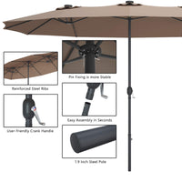 Tangkula 15 Ft Solar LED Patio Double-Sided Umbrella